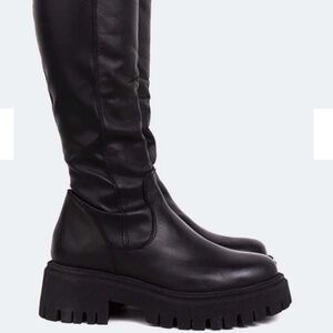 Black leather boots